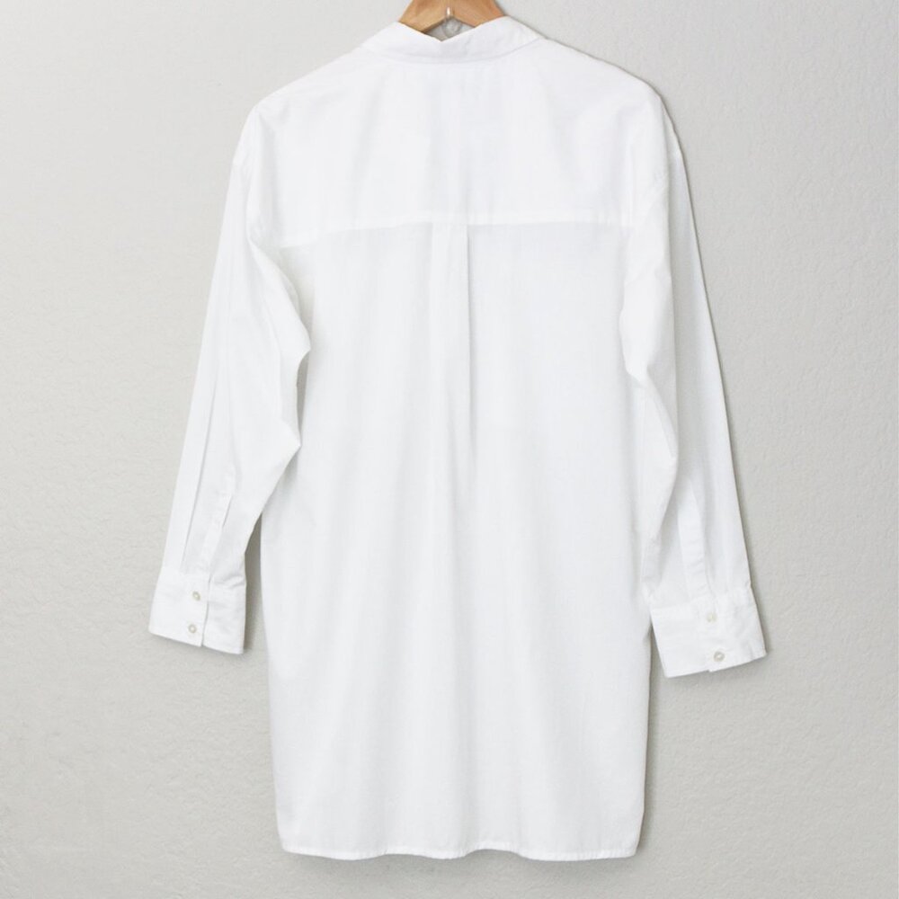 Abercrombie and Fitch White Poplin Shirt Dress Longline Tunic Oversized Cotton M - Picture 3 of 15